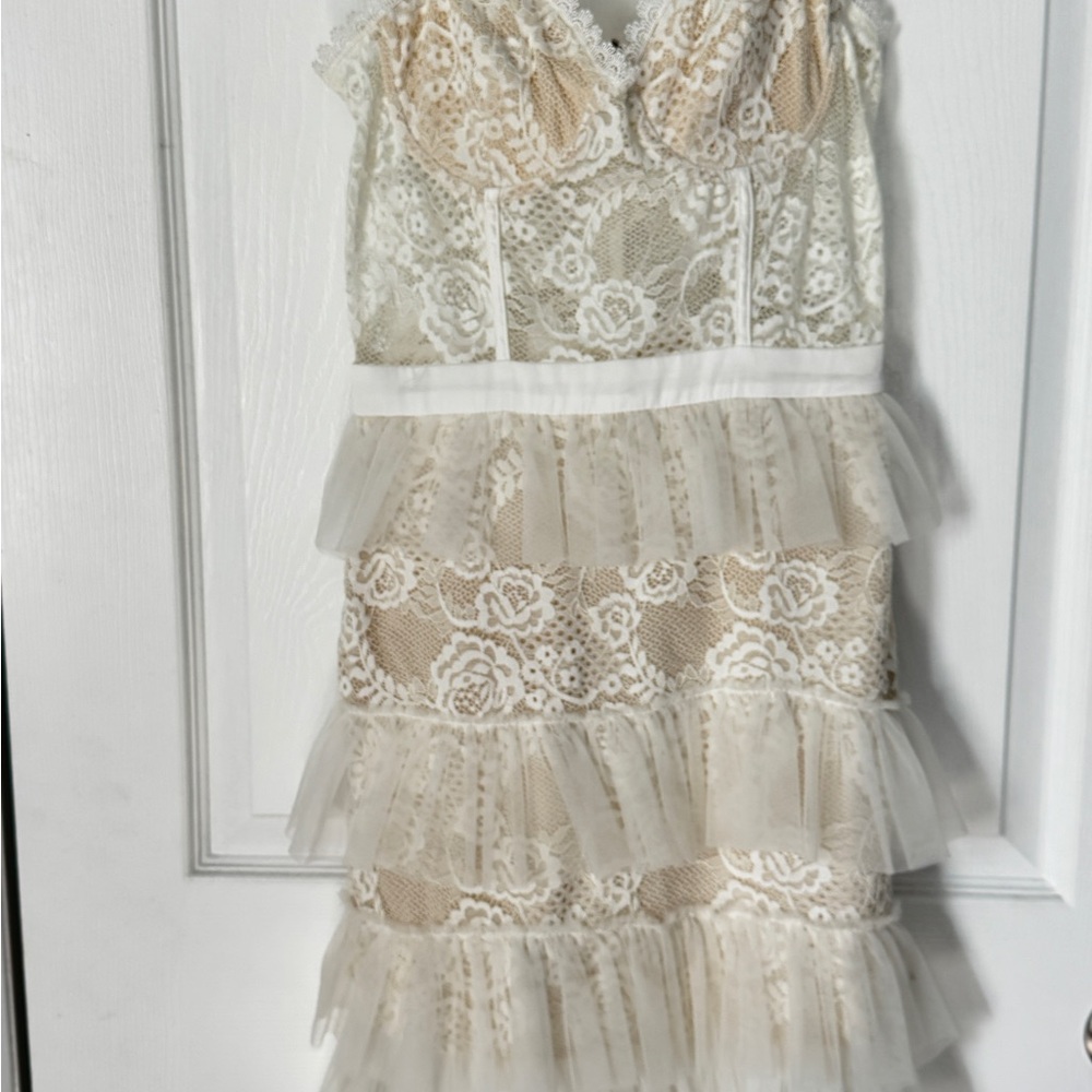 Fashion Nova Cream Lace Dress